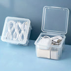 1pc data cable storage box with lid, charger, USB flash drive, headphone storage container, miscellaneous sorting box