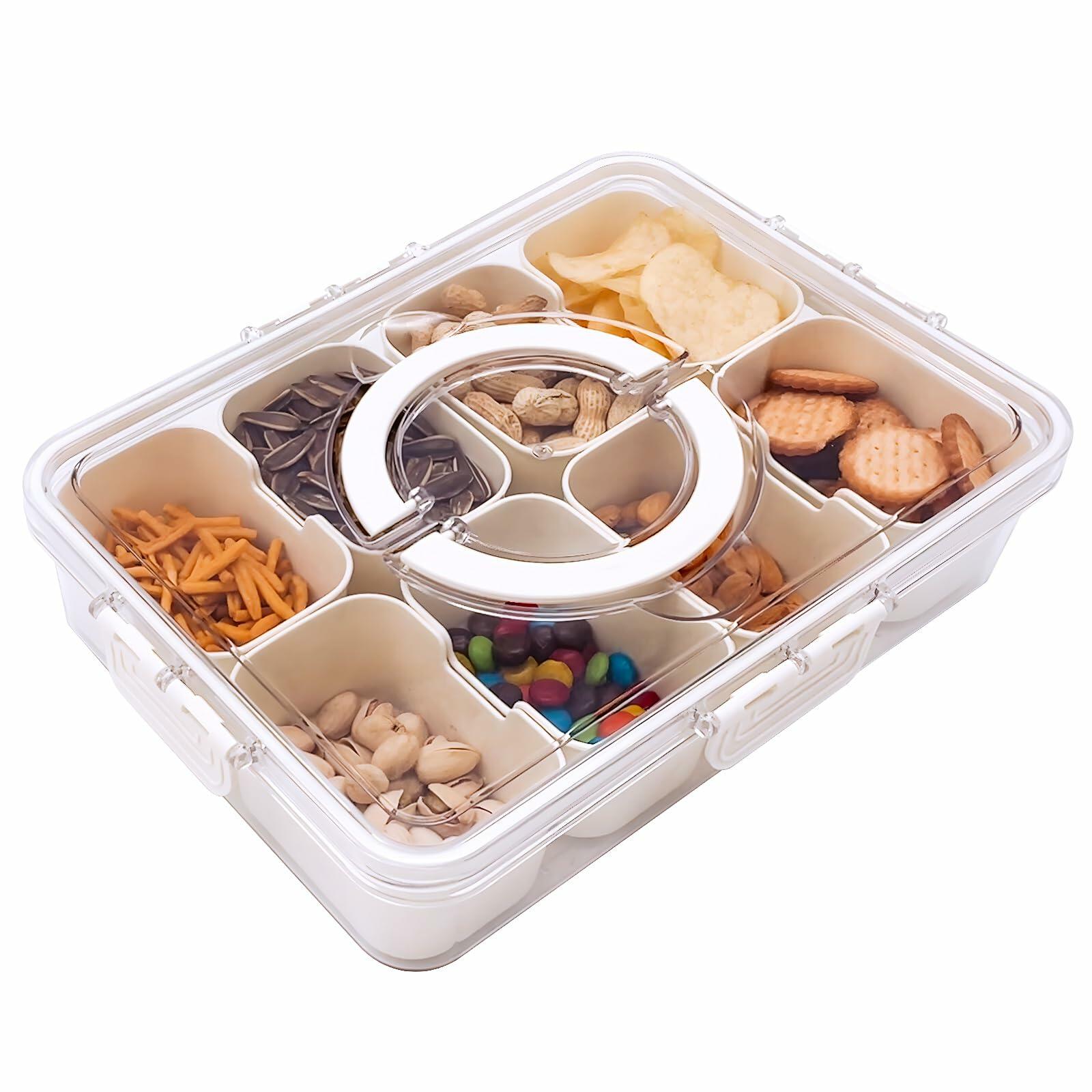 Snack Box Container with Lid and Handle Portable Organizer