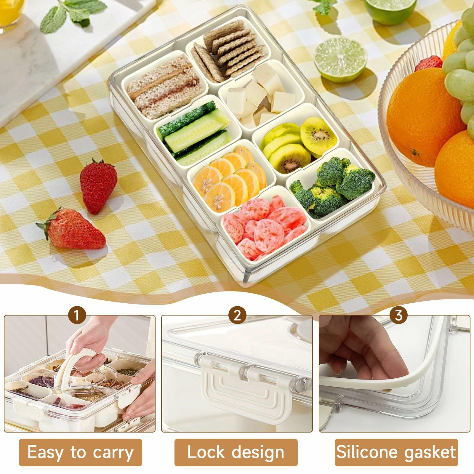 Snack Box Container with Lid and Handle Portable Organizer